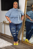 LuxE9 Peplum Denim Shirt