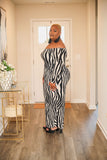 LuxE9 Zebra Print BodyCon Maxi Dress