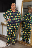 LuxE9 Green/Yellow Boss Lady Pant Set