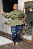 LuxE9 Layered Ruffles Top Olive